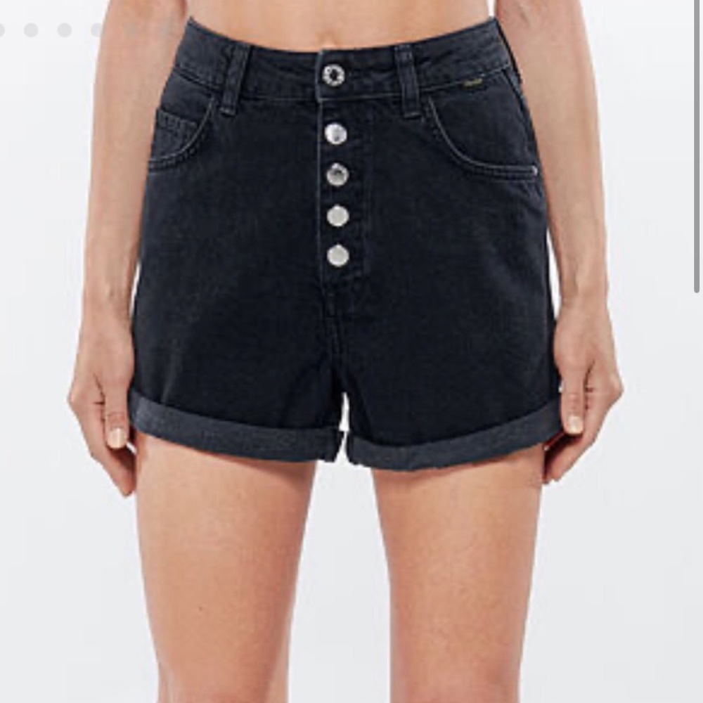 NWT Mavi High Rise Button Up Denim Shorts in Black Wash - Size 27